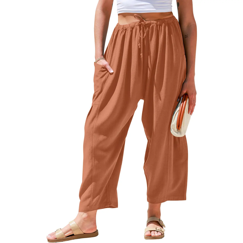 Oversize Casual Loose Fit Palazzo Pants With Pockets For Women