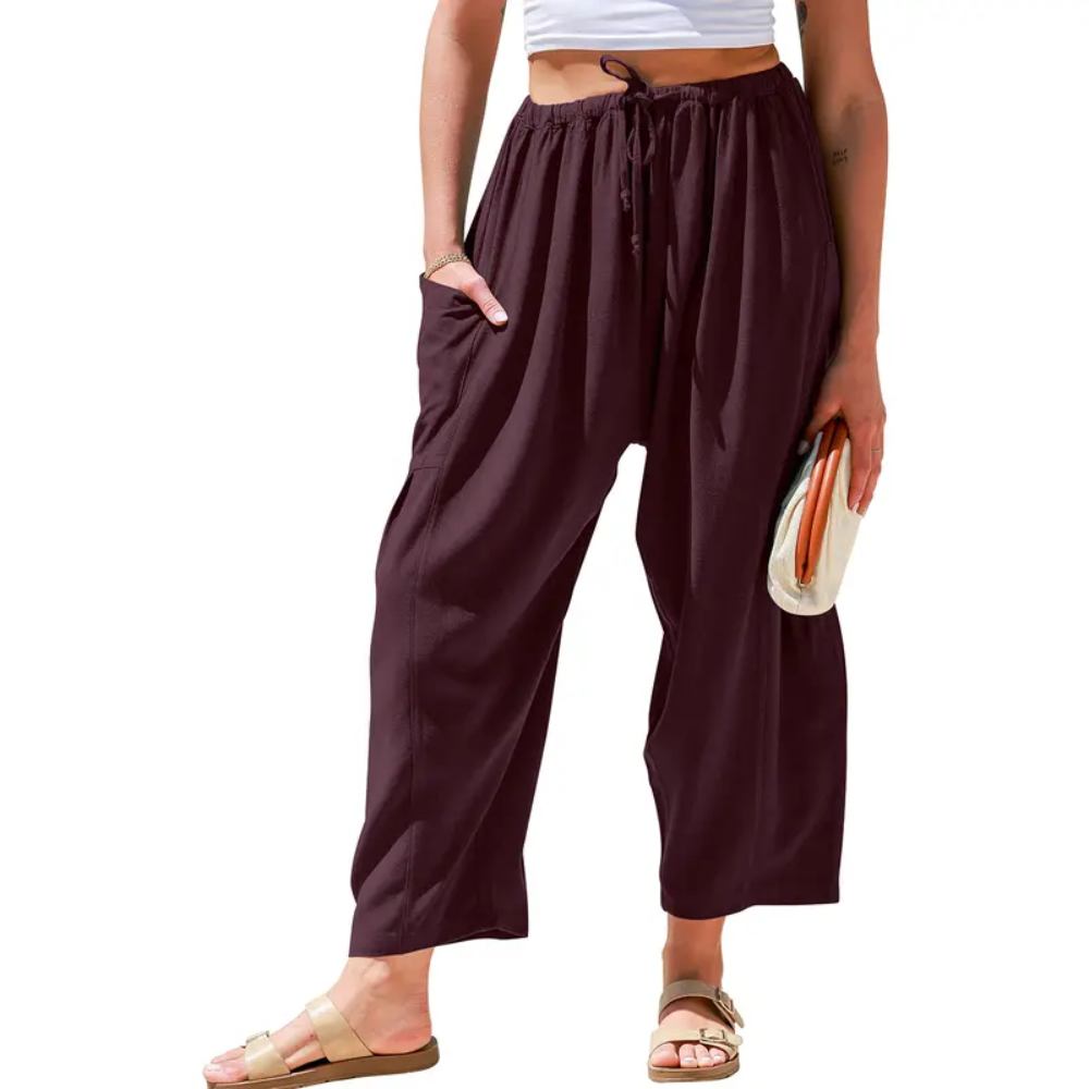 Oversize Casual Loose Fit Palazzo Pants With Pockets For Women