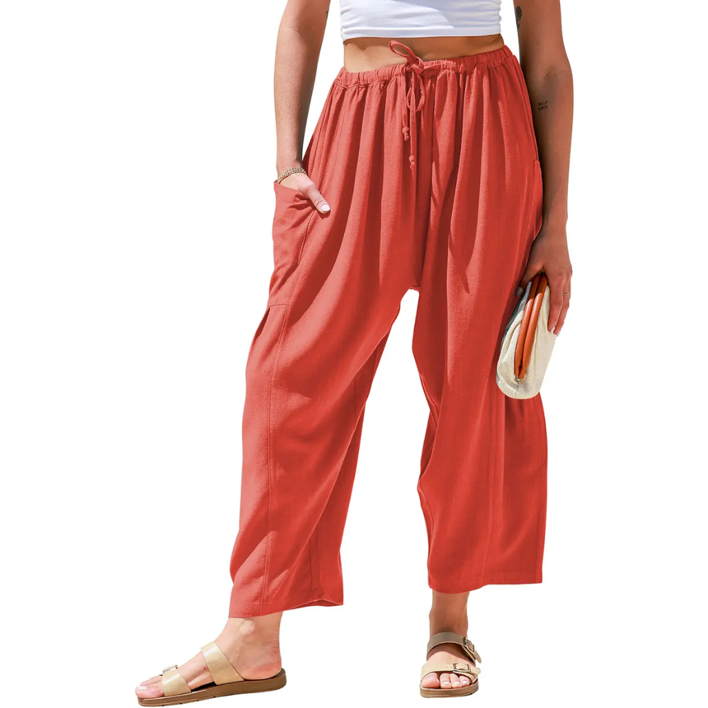 Oversize Casual Loose Fit Palazzo Pants With Pockets For Women