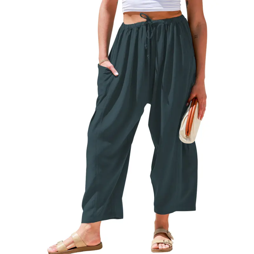 Oversize Casual Loose Fit Palazzo Pants With Pockets For Women