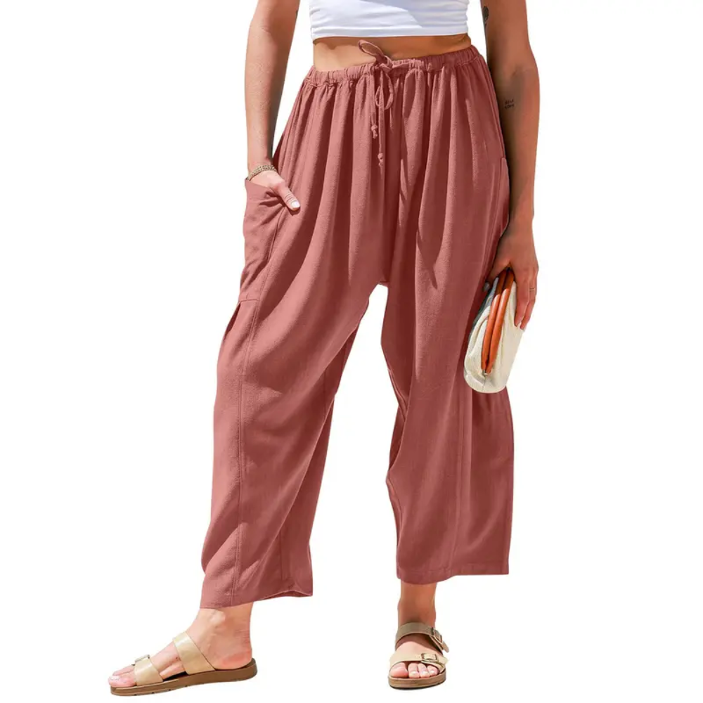 Oversize Casual Loose Fit Palazzo Pants With Pockets For Women