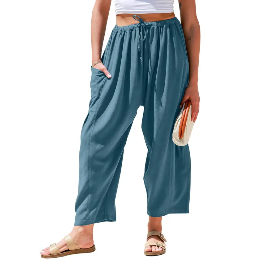 Oversize Casual Loose Fit Palazzo Pants With Pockets For Women