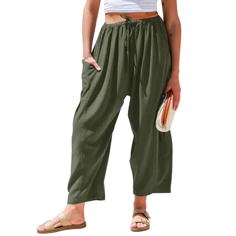 Oversize Casual Loose Fit Palazzo Pants With Pockets For Women