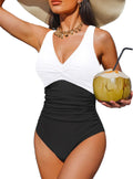 Women Tummy Control One Piece Swimsuit - Push Up Bathing Suit Full Coverage Slimming Swimwear