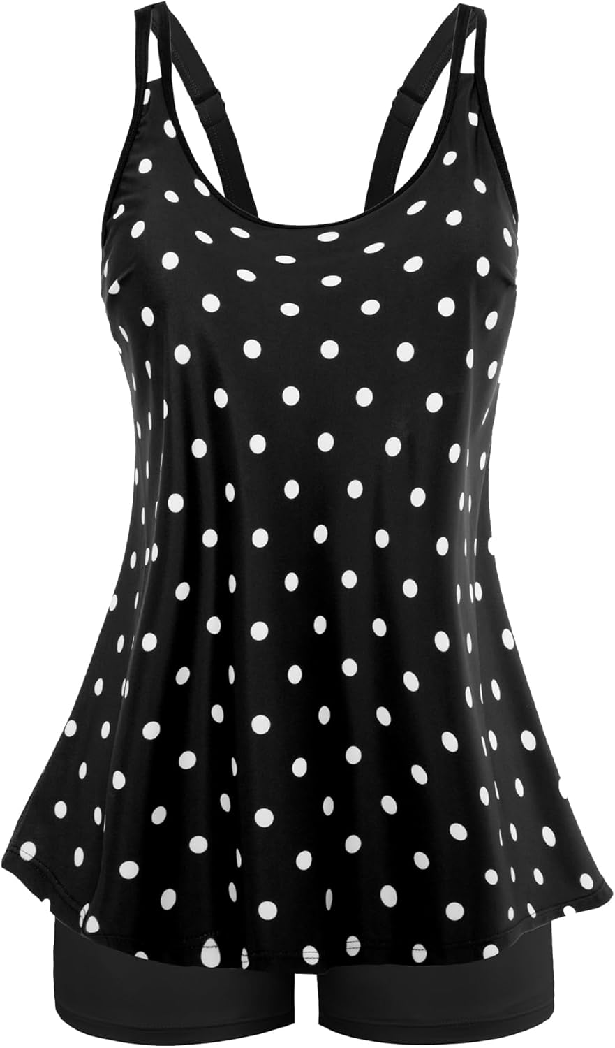 Swimsuits for Women Tummy Control Two Piece Bathing Suits Flowy Swim Tops with Boy Shorts
