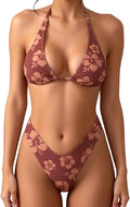 Women's Polka Dots Triangle Thong Bikini Sets Floral Cute Bathing Suit Swimsuits