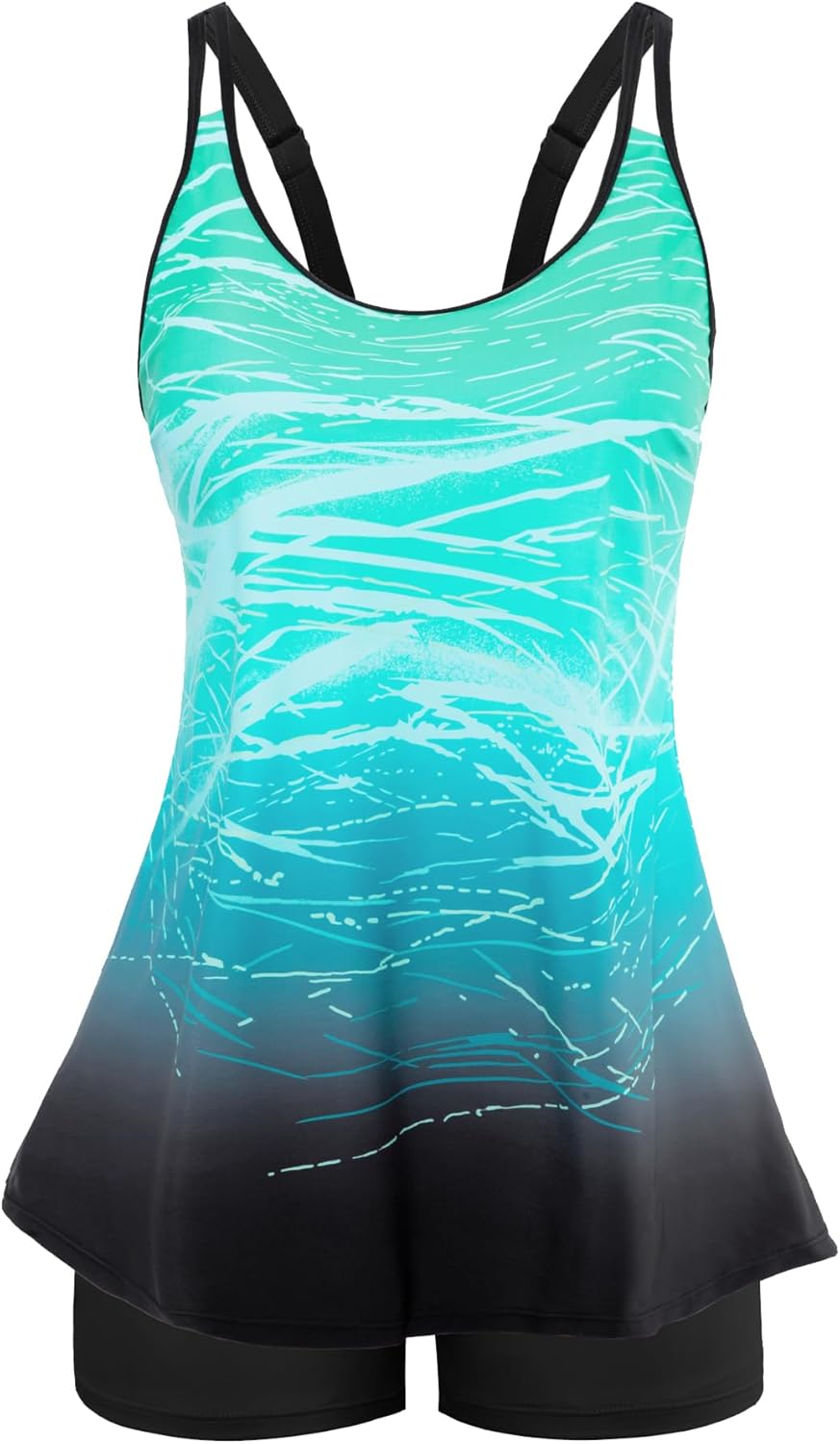 Swimsuits for Women Tummy Control Two Piece Bathing Suits Flowy Swim Tops with Boy Shorts