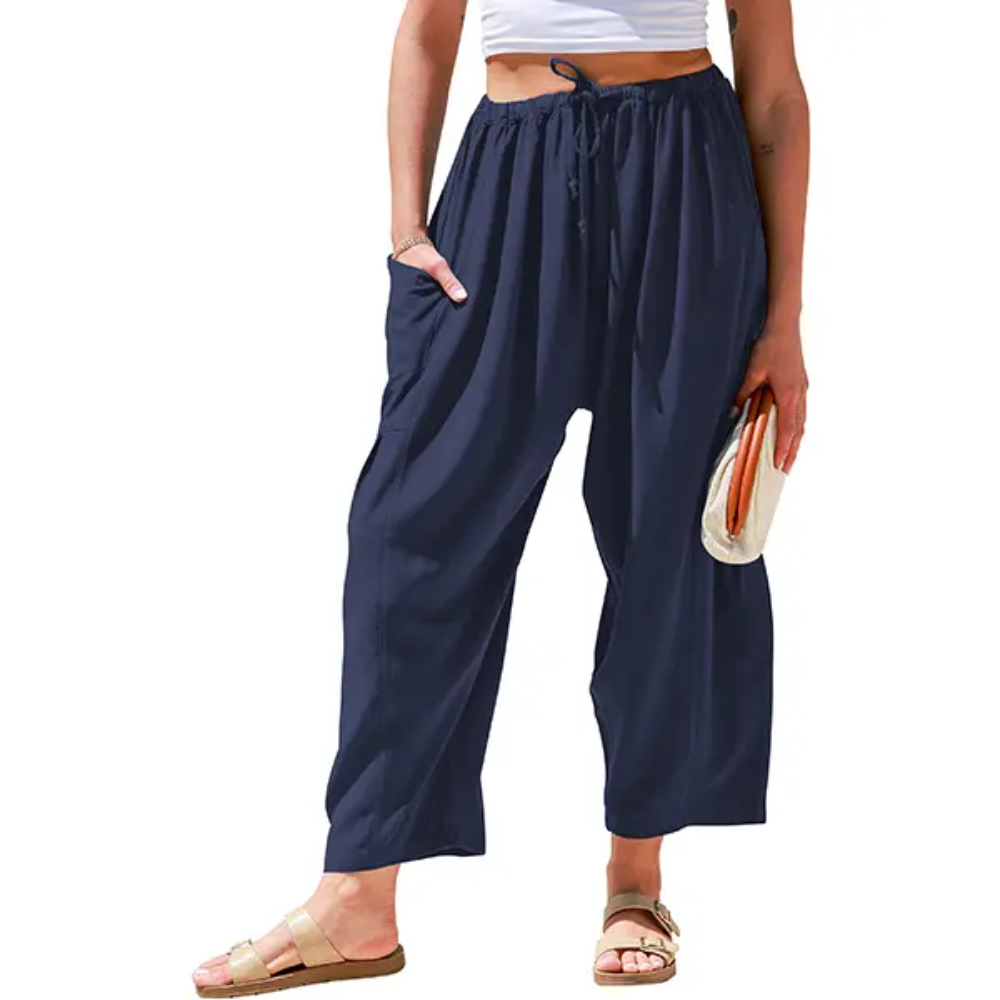 Oversize Casual Loose Fit Palazzo Pants With Pockets For Women