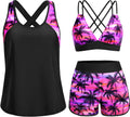 3 Piece Tankini Swimsuits - Tummy Control Tank Top with Bra Modest Bathing Suit with Pockets Boyshorts Bottom 2026