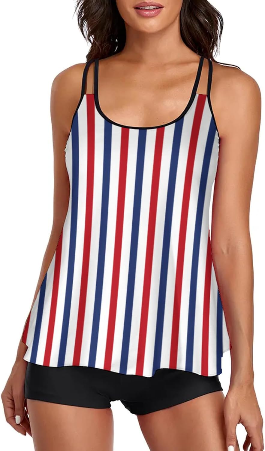 2026 Women Two Piece Tankini Swimsuit Tummy Control Plus Size Long Torso Top and High Waisted Boyshorts Bathing Suits