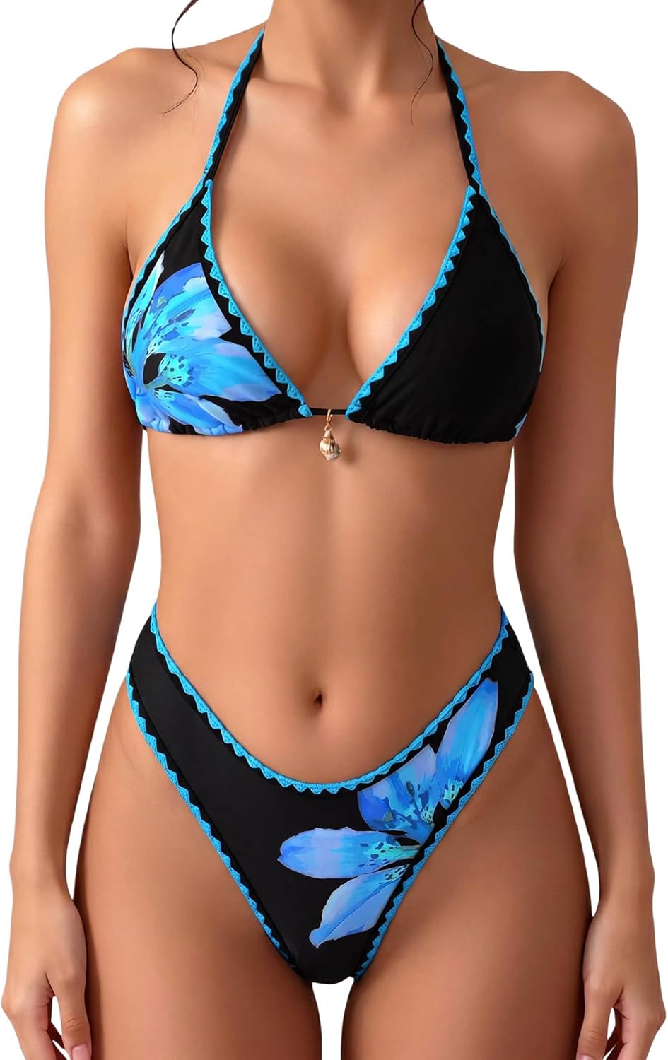 Women's Polka Dots Triangle Thong Bikini Sets Floral Cute Bathing Suit Swimsuits