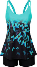 Swimsuits for Women Tummy Control Two Piece Bathing Suits Flowy Swim Tops with Boy Shorts