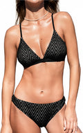 Bikini Set for Women Two Piece Swimsuits V Neck Low Rise Crisscross Back Self Tie Spaghetti Straps