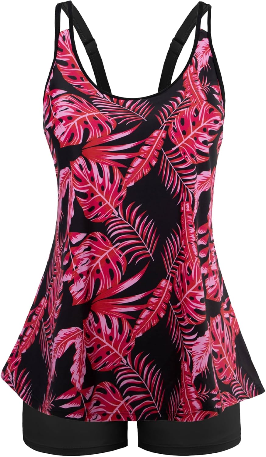 Swimsuits for Women Tummy Control Two Piece Bathing Suits Flowy Swim Tops with Boy Shorts