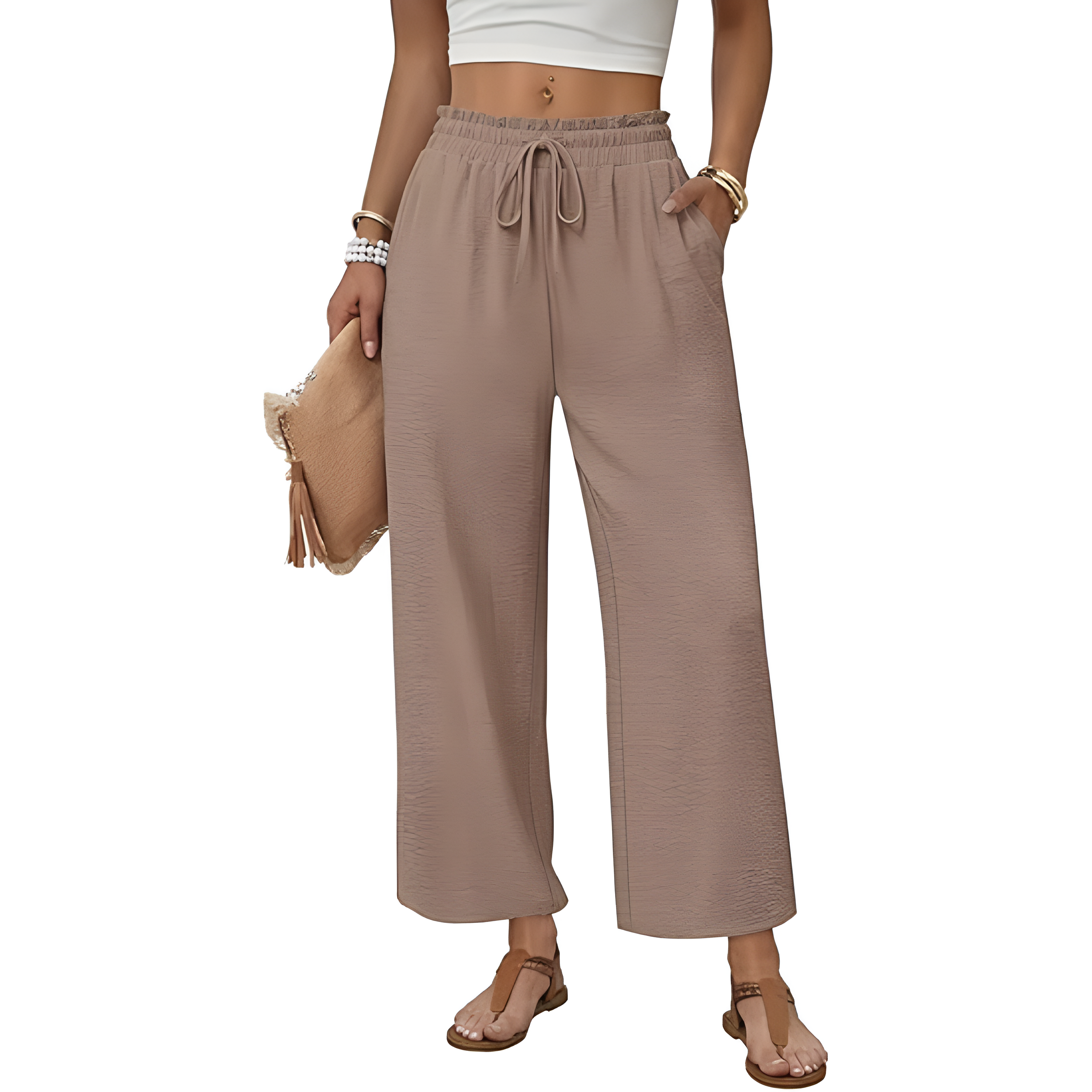 Lounge Pants With Drawstring And Flowy Palazzo Style For Women