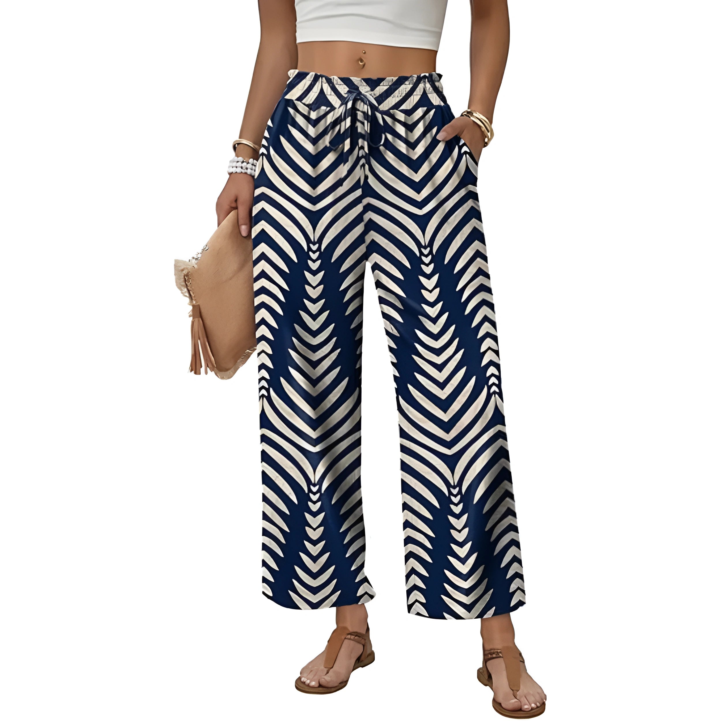 Lounge Pants With Drawstring And Flowy Palazzo Style For Women