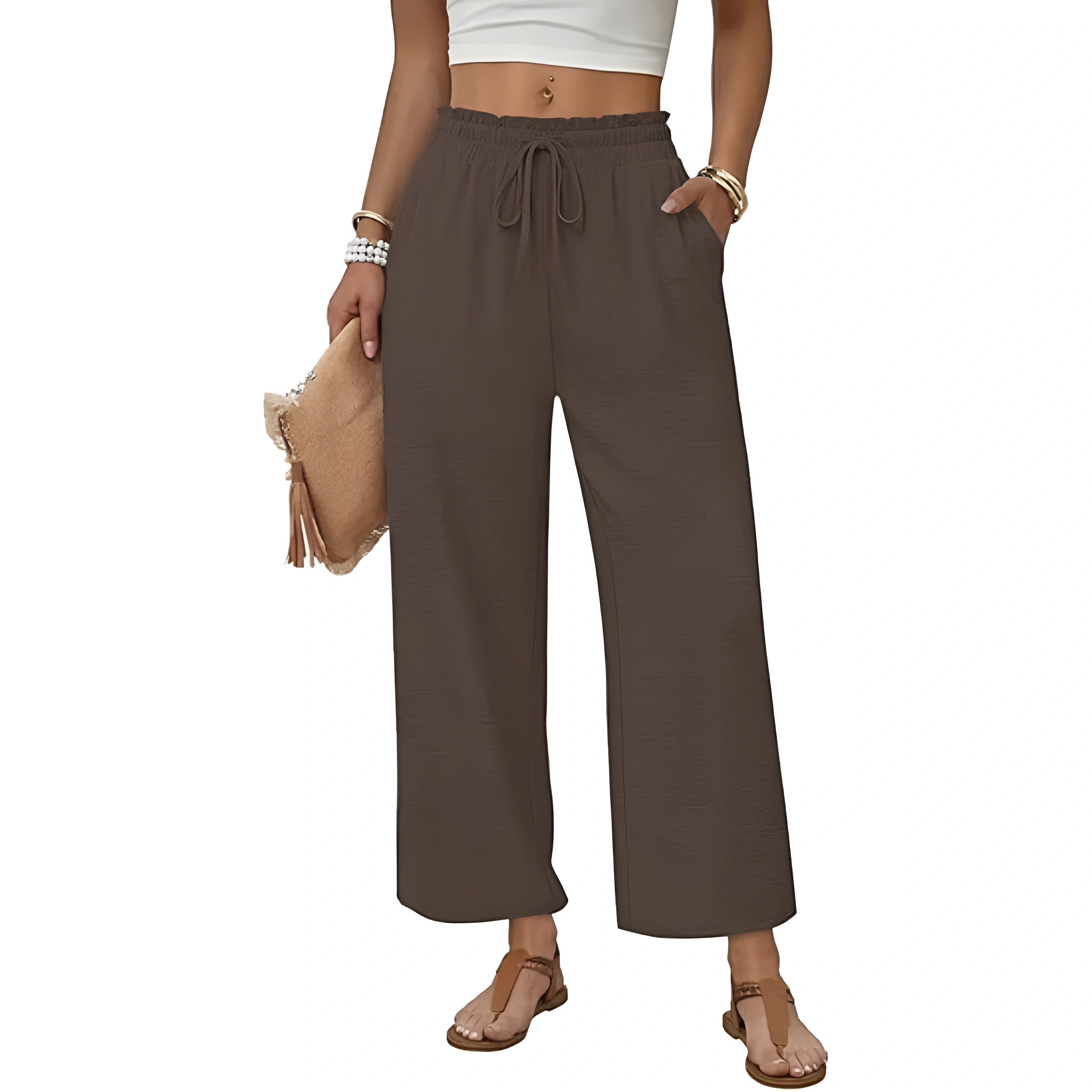 Lounge Pants With Drawstring And Flowy Palazzo Style For Women