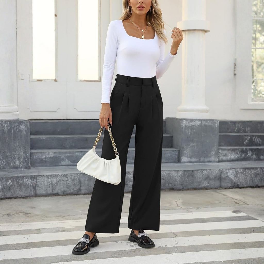 High Rise Formal Trousers With Pockets For Women