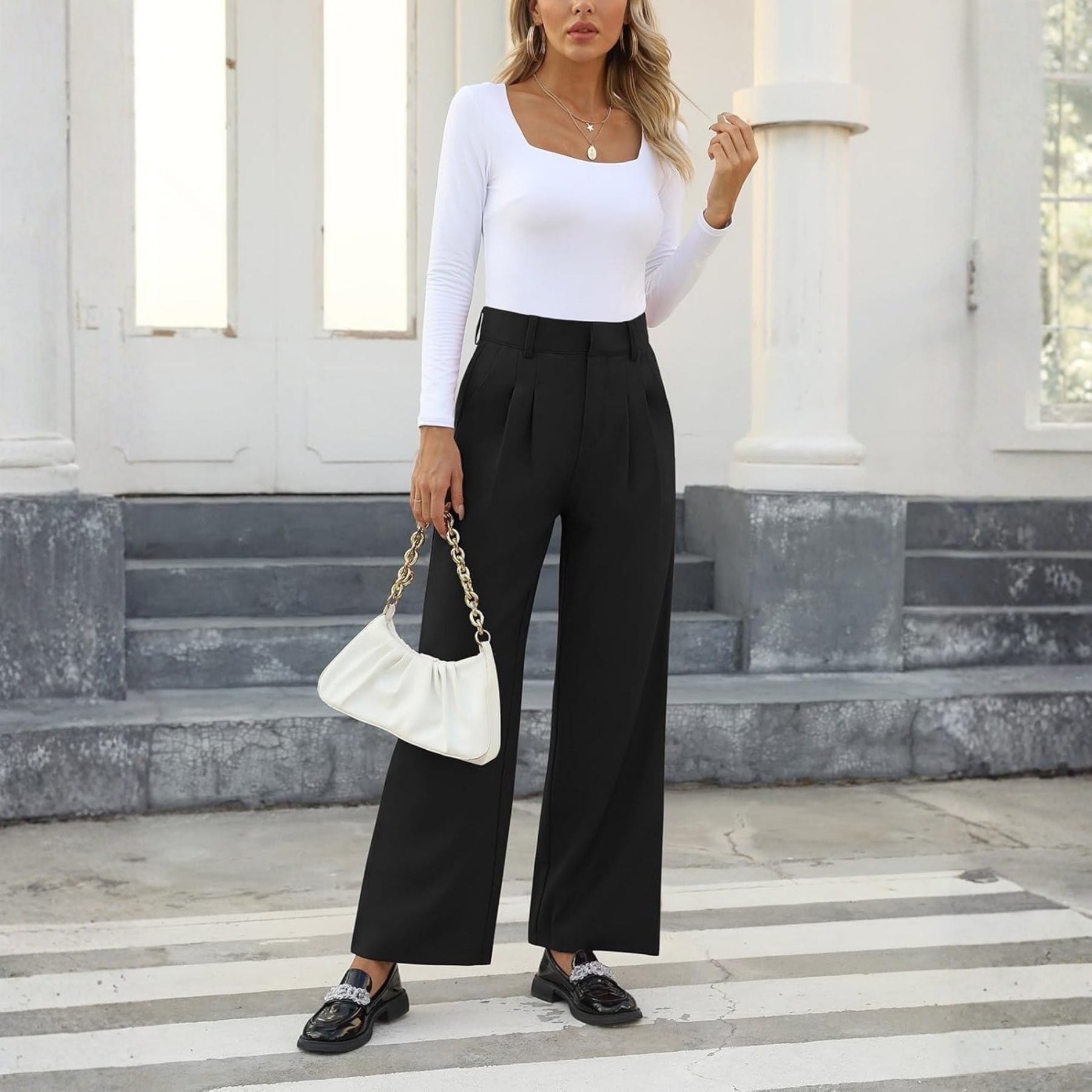 High Rise Formal Trousers With Pockets For Women