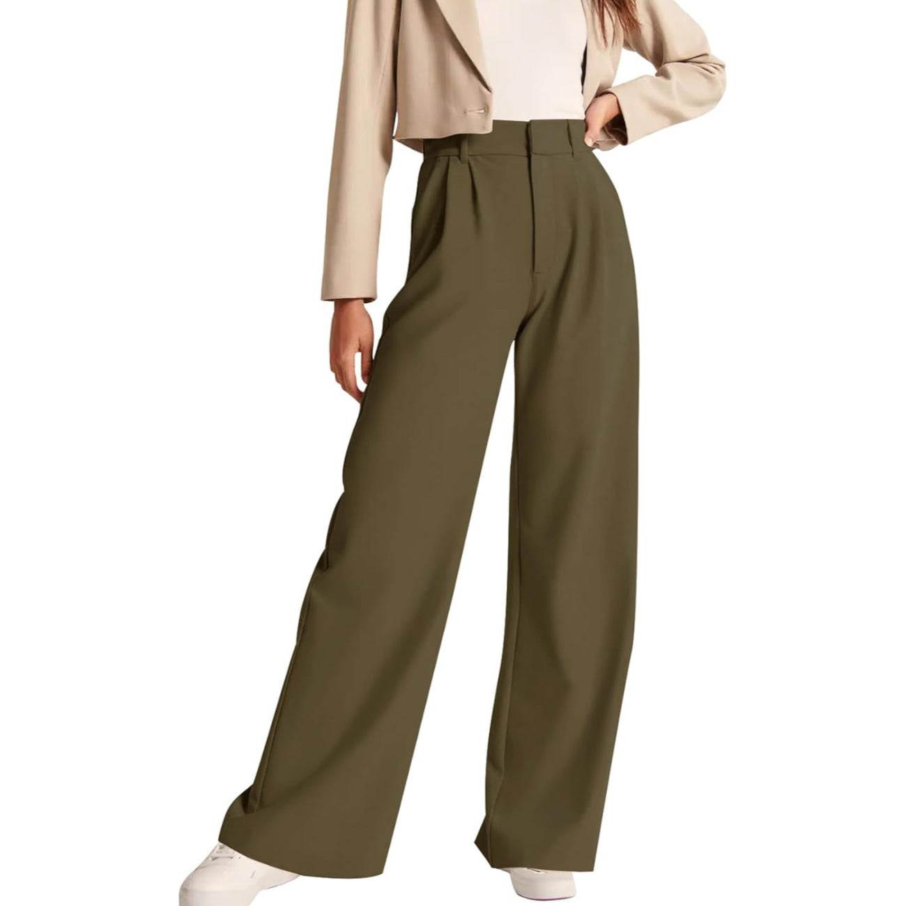 High Rise Formal Trousers With Pockets For Women