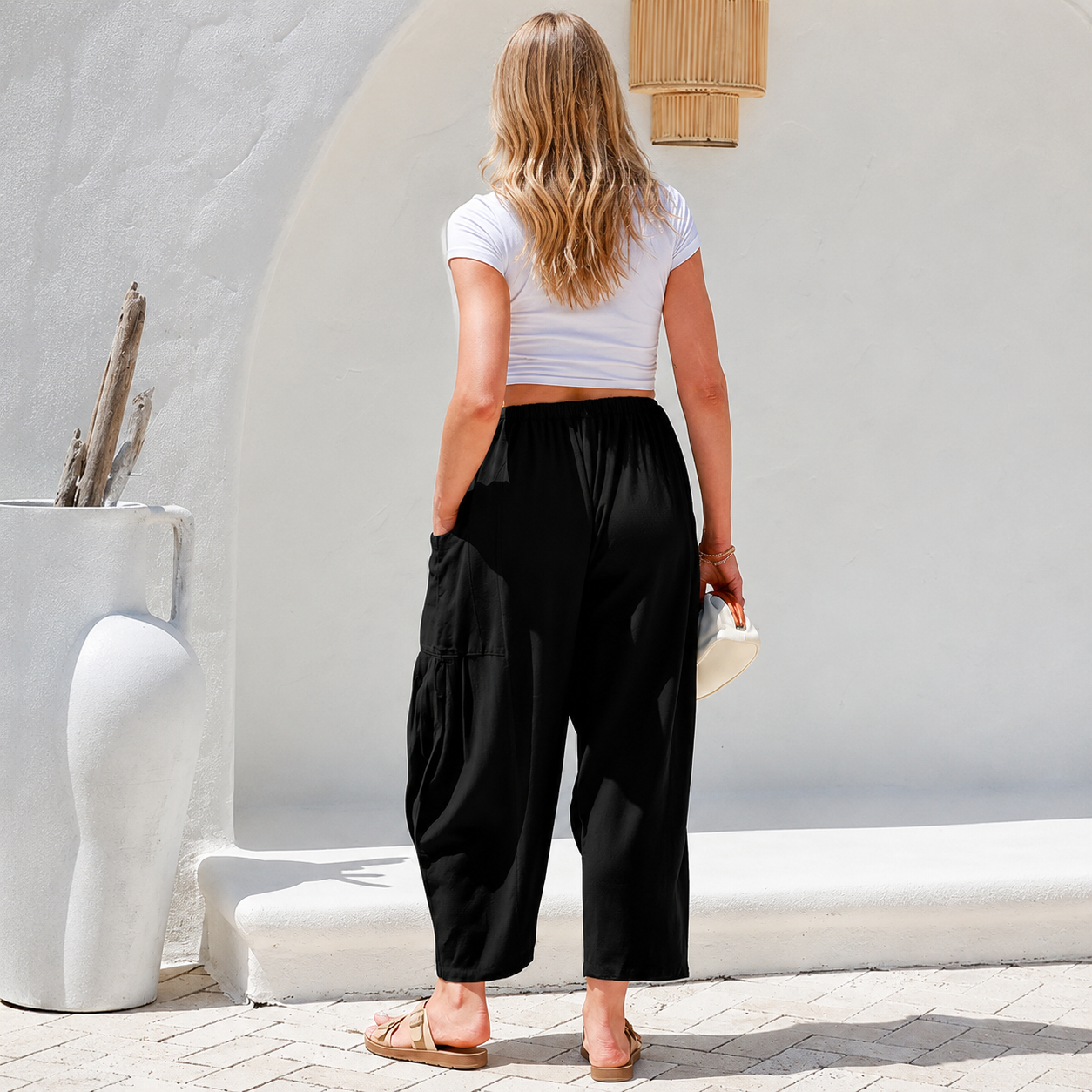 Oversize Casual Loose Fit Palazzo Pants With Pockets For Women