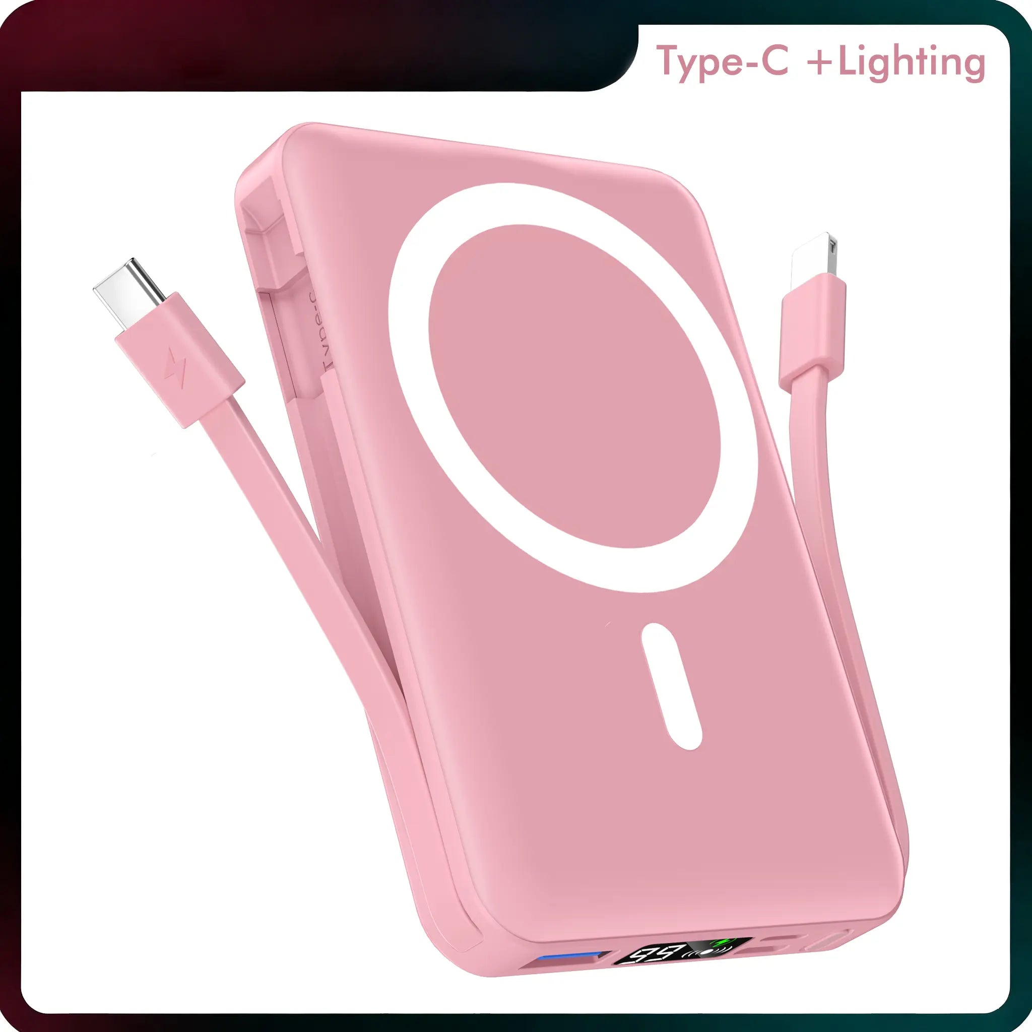 10000mAh Magnetic MagSafe Power Bank, Wireless Charger with LED Display, Dual USB-C & Lightning Cables, USB Output, Portable Mobile Device Accessories for iPhone 17/16/15/14/13/12 Series