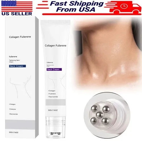 Reduces Wrinkles and Double Chin,Five Rollers for All Around Massage,Neck Firming Cream,Collagen Neck Cream,Relieves Edema,Suitable for Wrinkled Skin,with Hyaluronic Acid,VitaminC+E.
