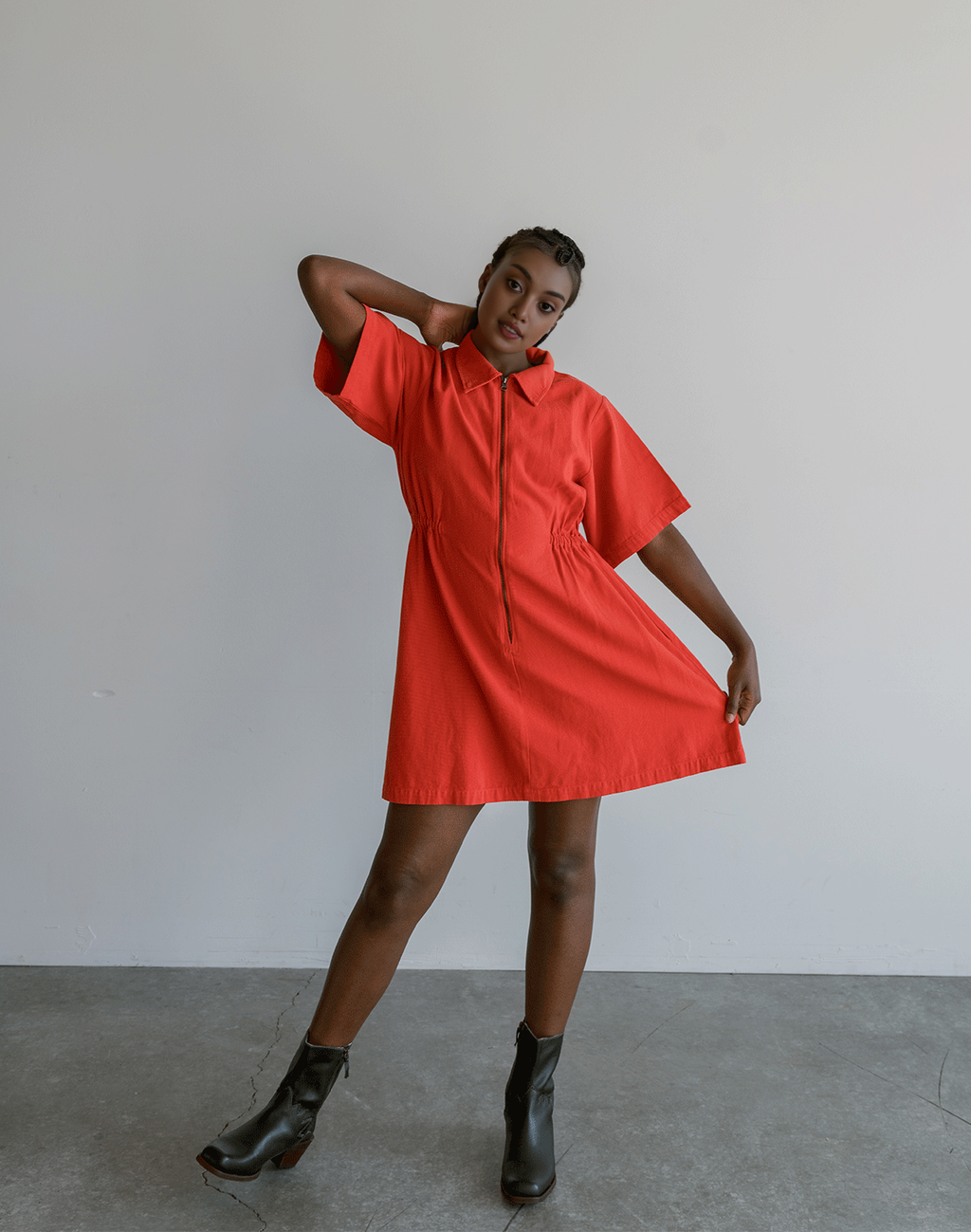 Utility Cinched Zip Dress