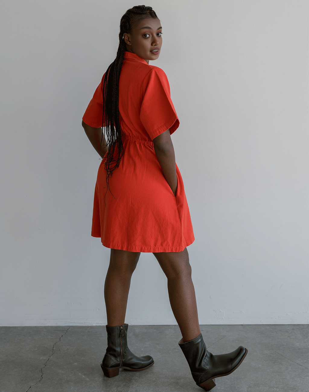 Utility Cinched Zip Dress