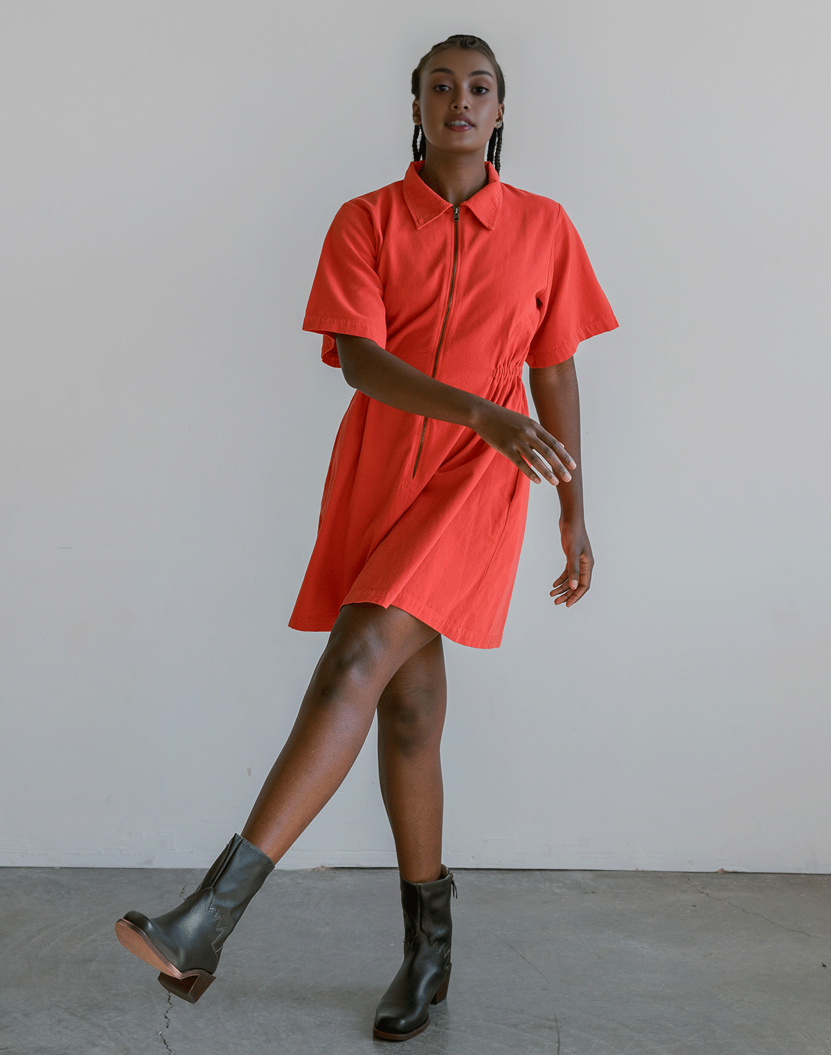 Utility Cinched Zip Dress